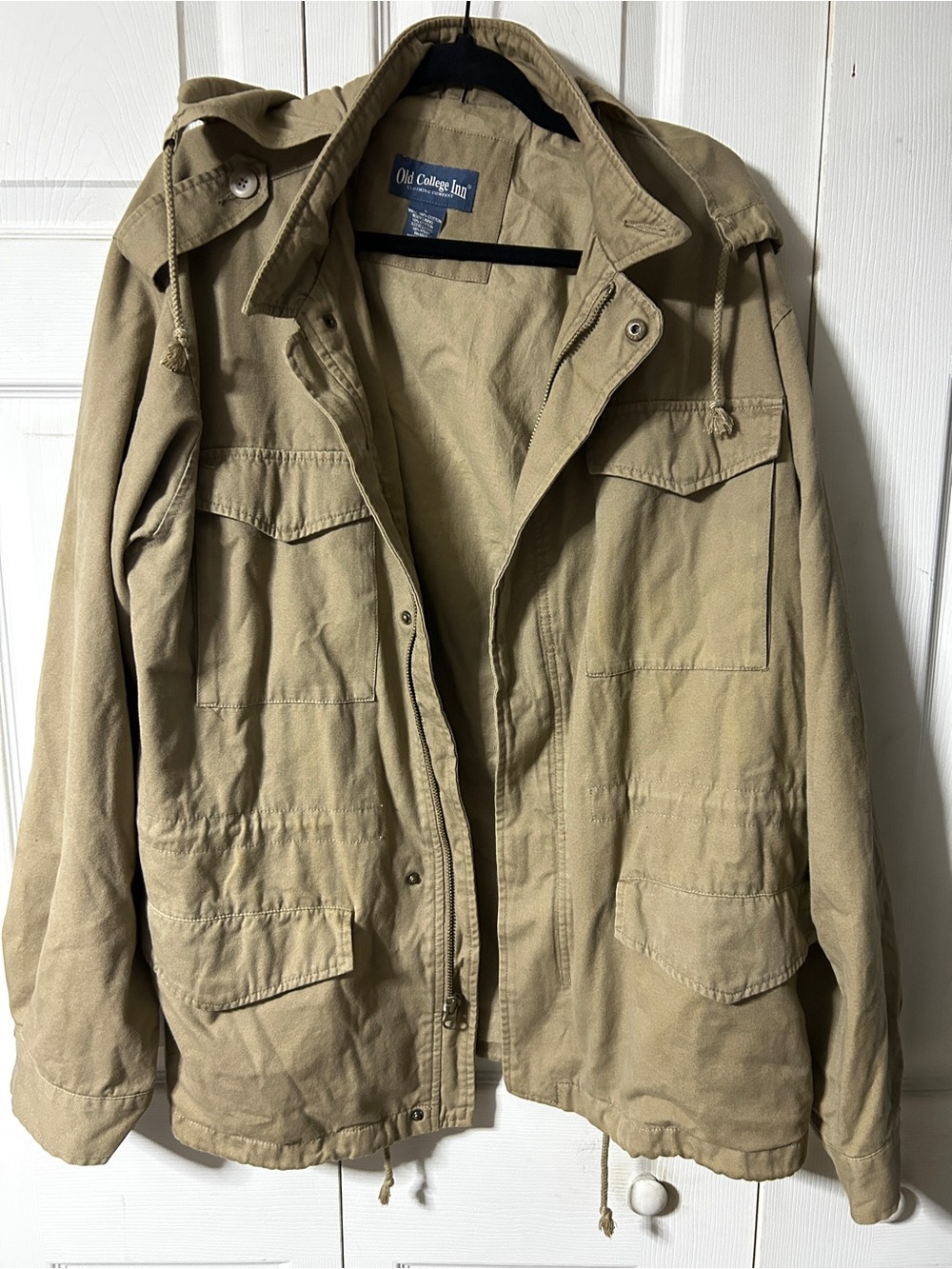 Old College Inn Vintage Y2K M-1965 Tan Utility Jacket with Hood